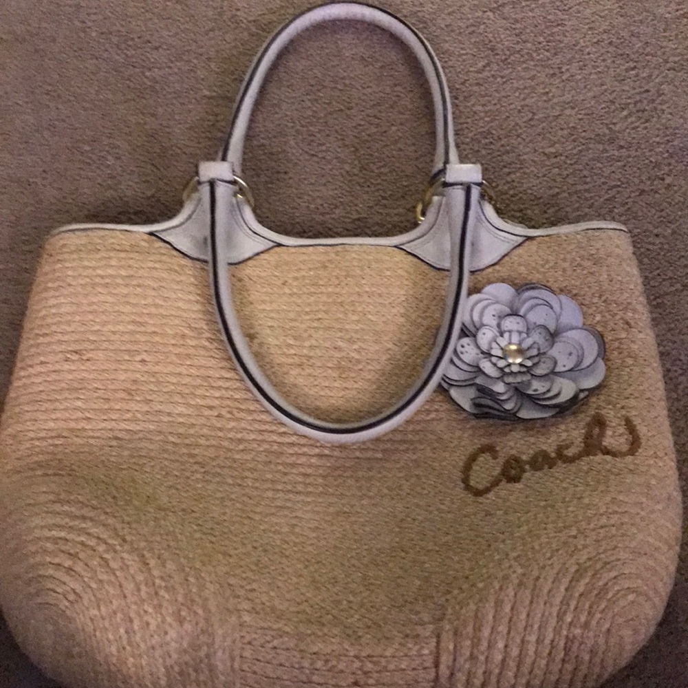 Coach straw handbag